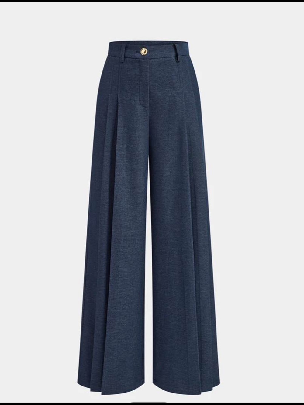 Commense Navy Wide-Leg Pleated Trousers
